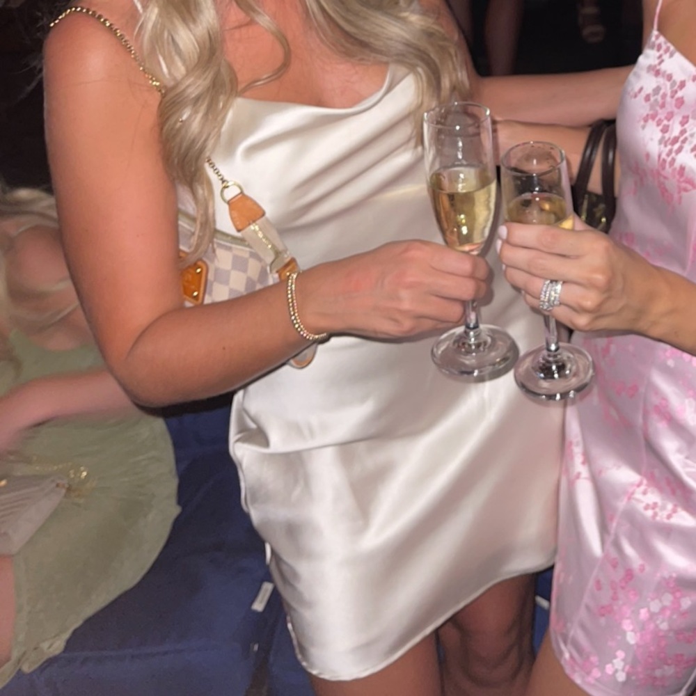 Le Lis Cream Satin Slip Dress
